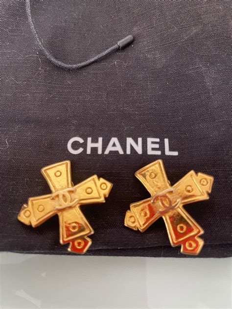 vintage chanel cross earrings|how to authenticate Chanel earrings.